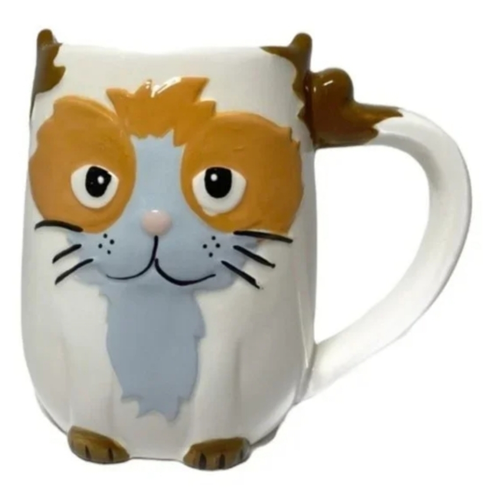 TAG Calico Cat Ceramic Mug, Embossed 3D Detail, 14oz
